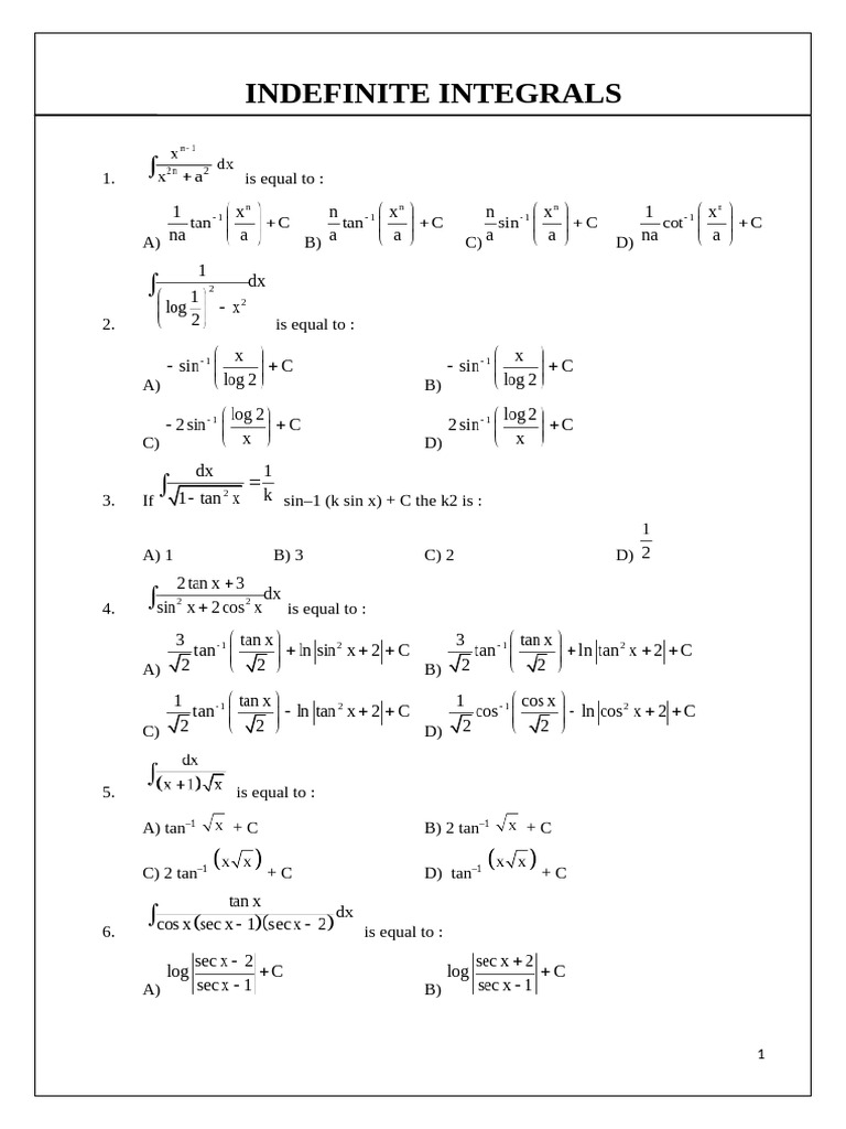 Indefinite Integrals Unit 3 - 2 | PDF | Chess Openings | Chess