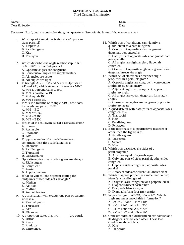 TQ | PDF | Triangle | Geometric Shapes