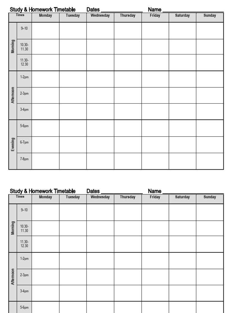 Year 11 ATAR Study Timetable | PDF