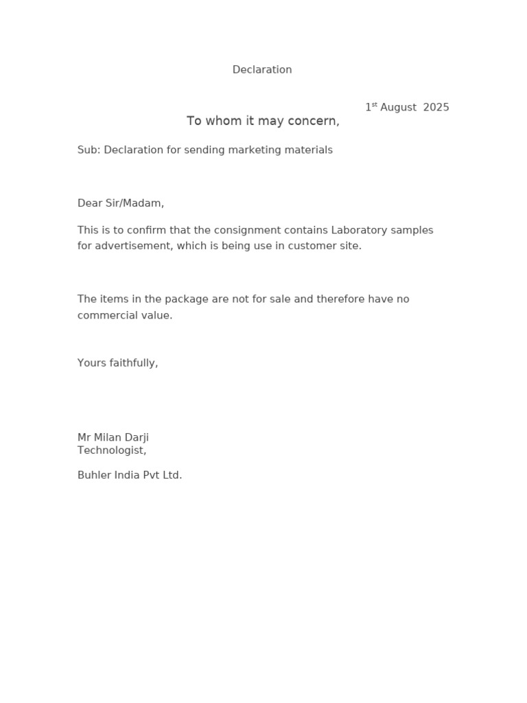 Declaration Letter | PDF