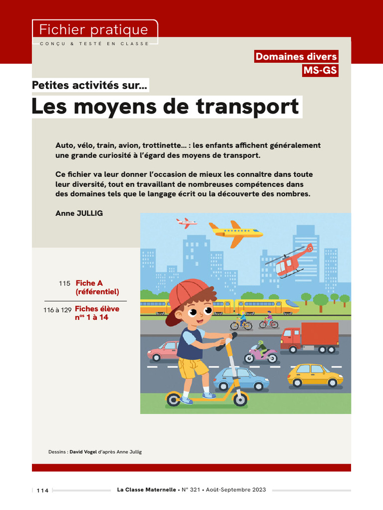 Fiche Pédagogique - Petites Activités Sur Les Moyens de Transports ...