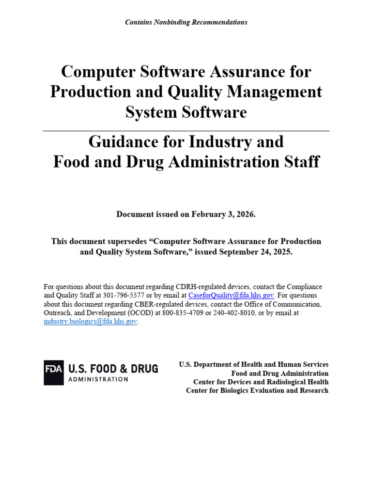 Guidance Computer Software Assurance Production Quality System | PDF ...