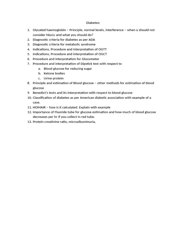 Diabetes Assignment For Elctives | PDF