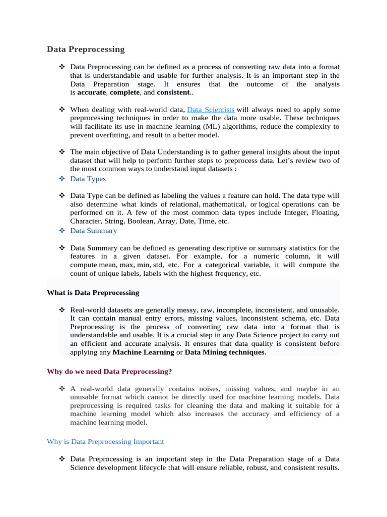 Data Preprocessing Unit III | PDF | Statistics | Descriptive Statistics