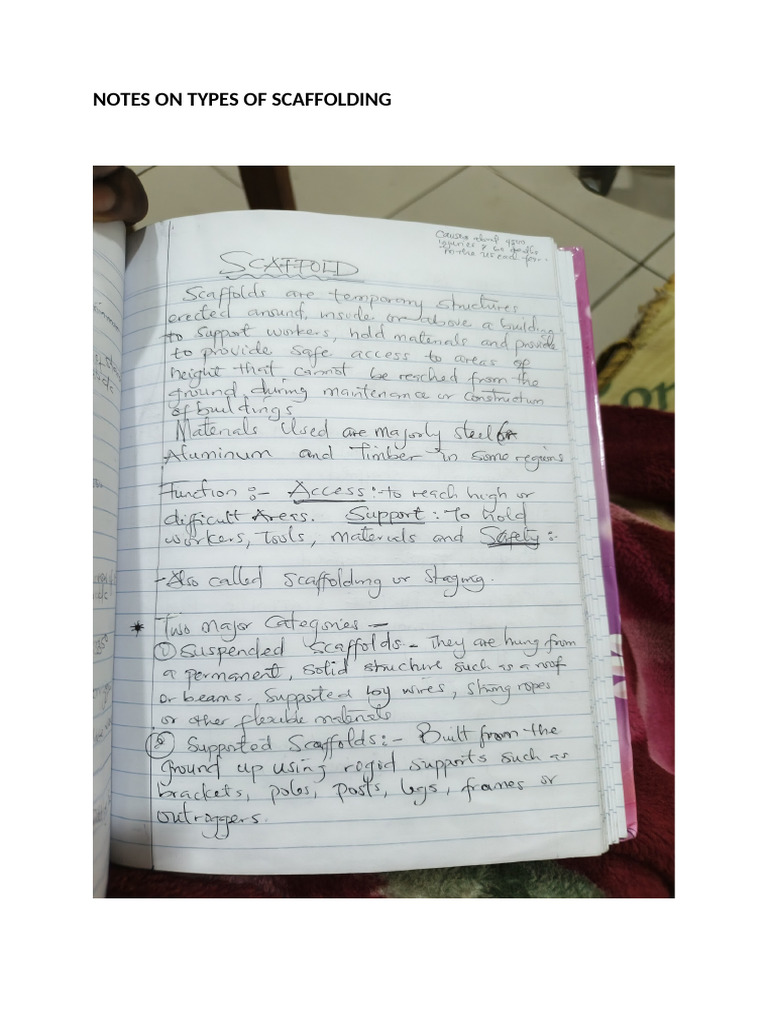 Notes On Types of Scaffolding | PDF