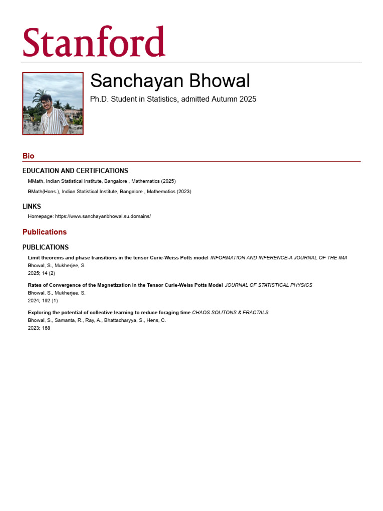 Sanchayan Bhowal Profile | PDF