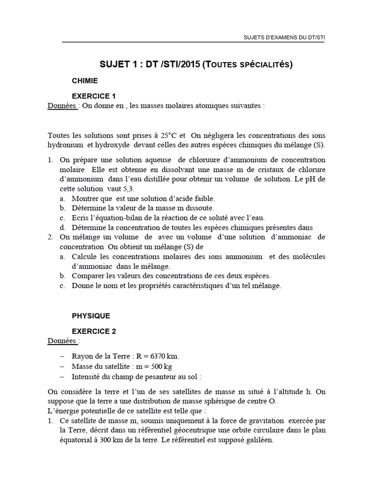Sujets - DT - 2015 - 2023 | PDF | Masse | Ammonium