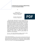 Regulating Private Infrastructure Investment: Optimal Pricing For Access To Essential Facilities