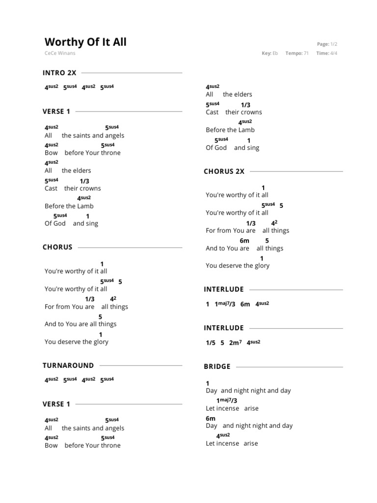 Worthy of It All - Numbers | PDF