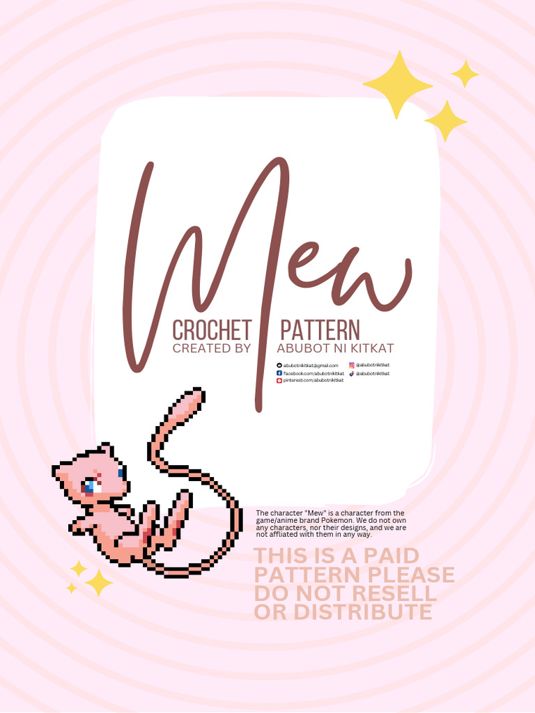 Mew Crochet Pattern | PDF | Crochet | Yarn