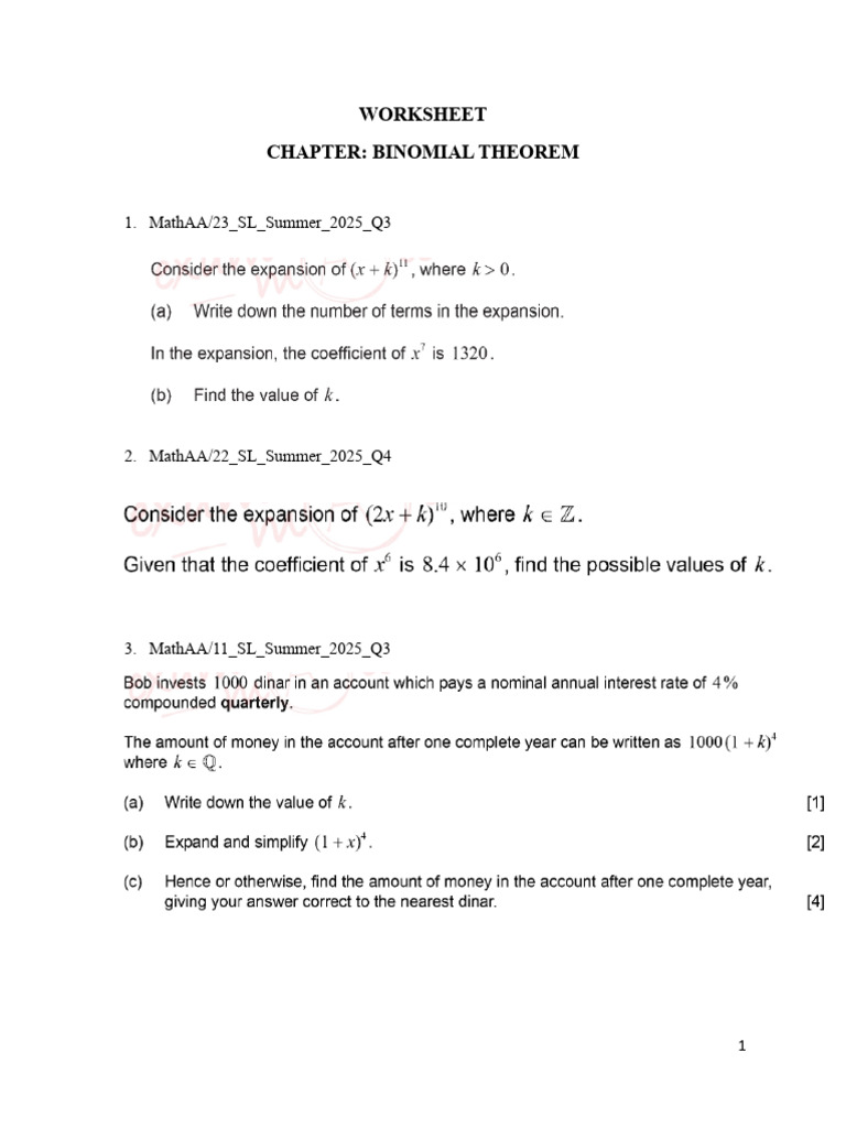 Ib Maths Binomial | PDF