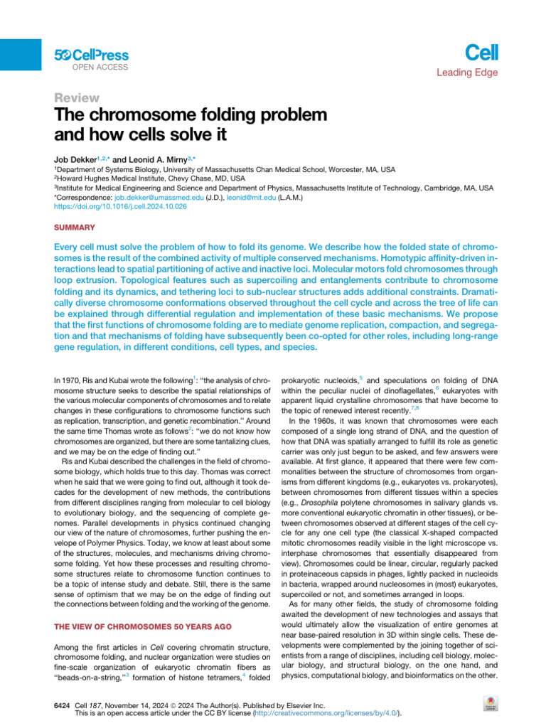 The Chromosome Folding Problem and How Cells Solve | PDF | Chromosome ...
