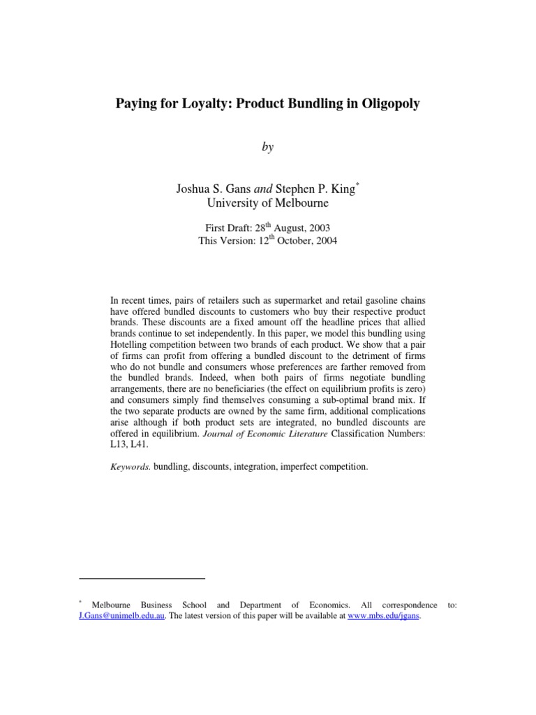 Competition and Bundling | PDF