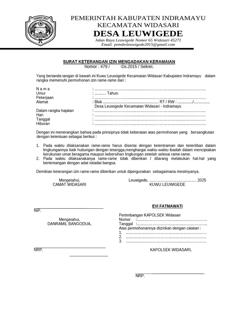 Surat Izin Rame Rame 2025 | PDF
