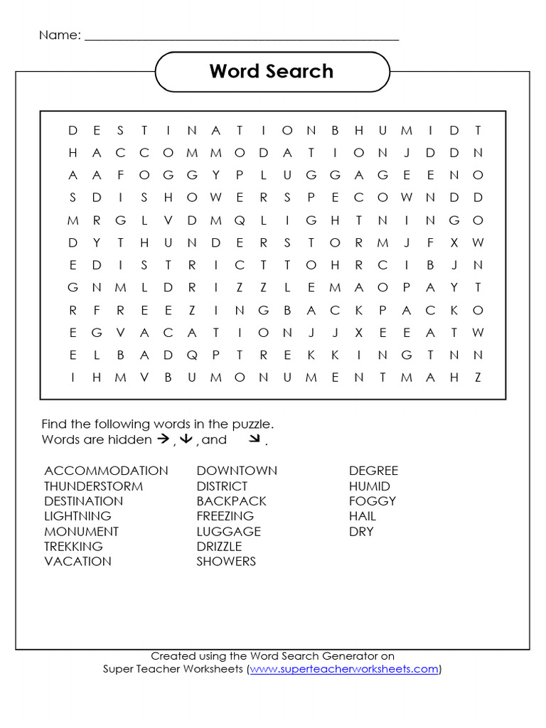 Super Teacher Worksheets Word Search | PDF | Word Search | Weather