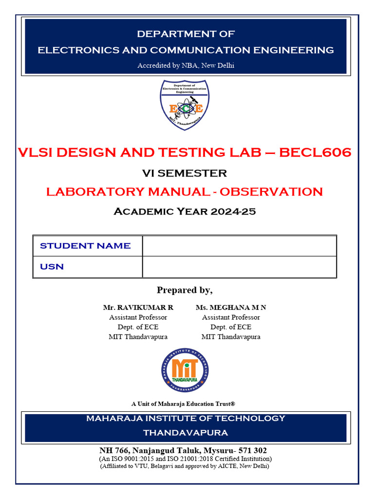 Becl606 VDT Lab Manual | PDF | Hardware Description Language | Vhdl