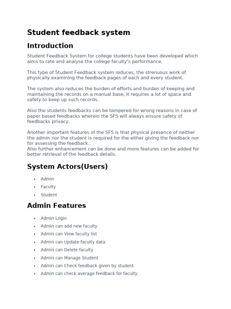 Student Feedback System | PDF
