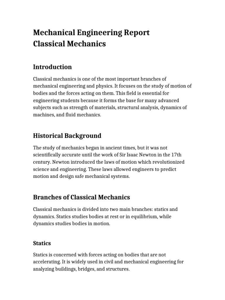 Classical Mechanics Long Report | PDF | Classical Mechanics | Force