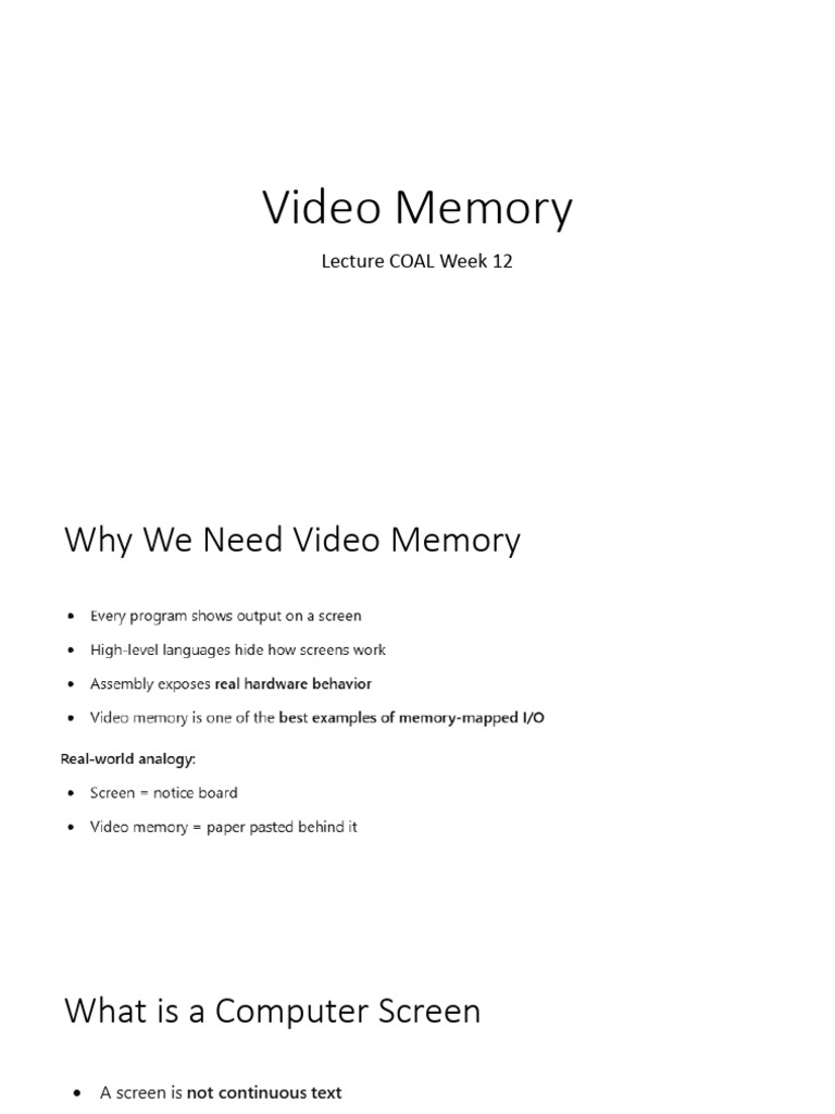 Lecture Week12 Video Memory | PDF