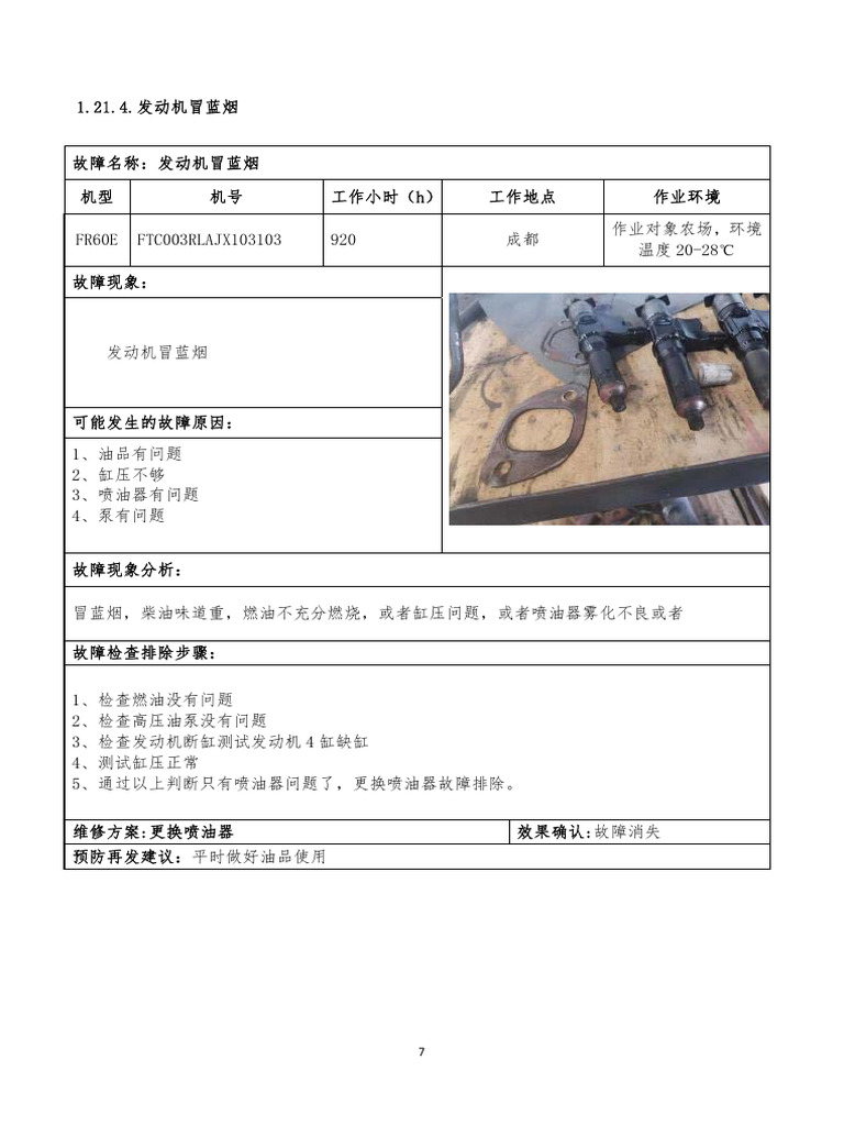 挖掘机维修案例 (样例） | PDF