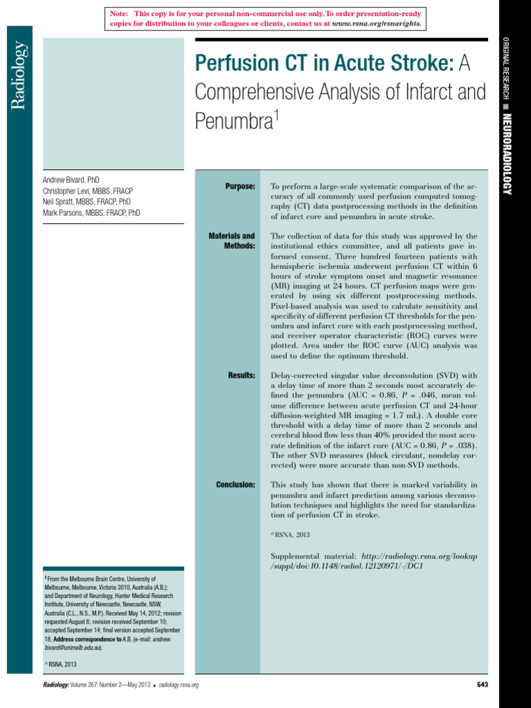 Perfusion CT in Acute Stroke A Comprehensive Analysis of Infarct and ...