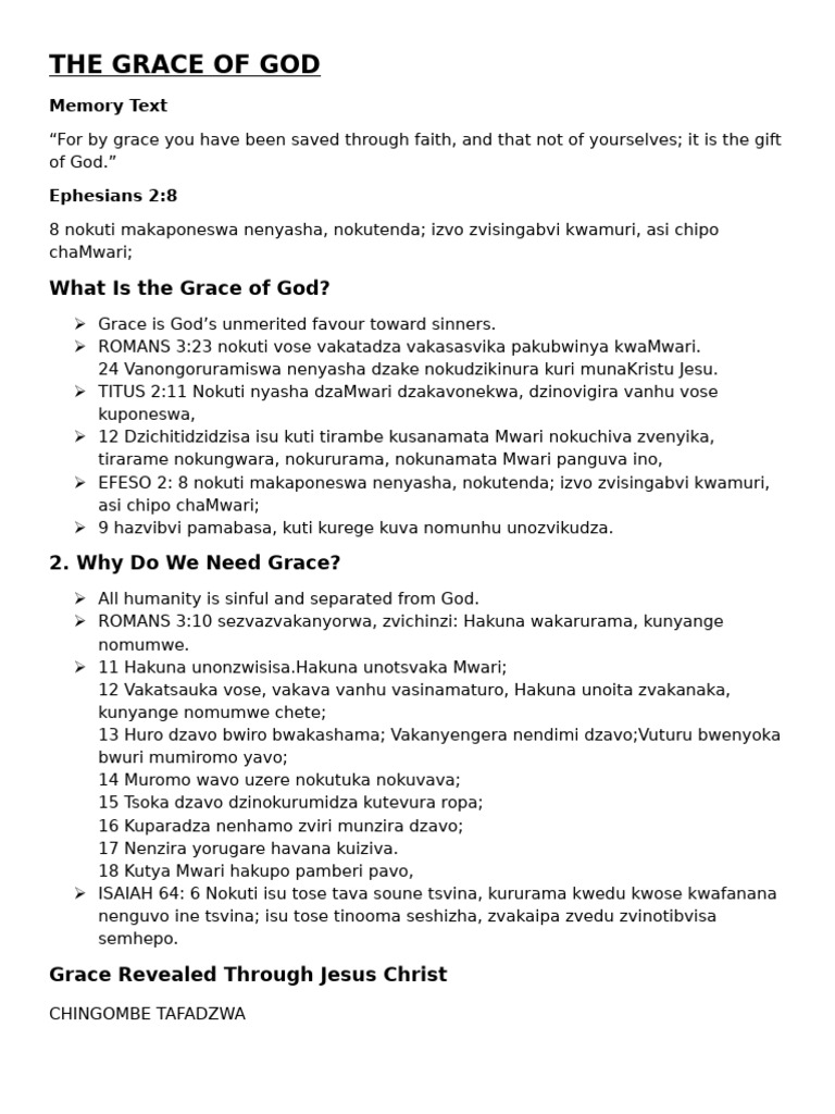 The Grace of God | PDF | Grace In Christianity | Justification (Theology)
