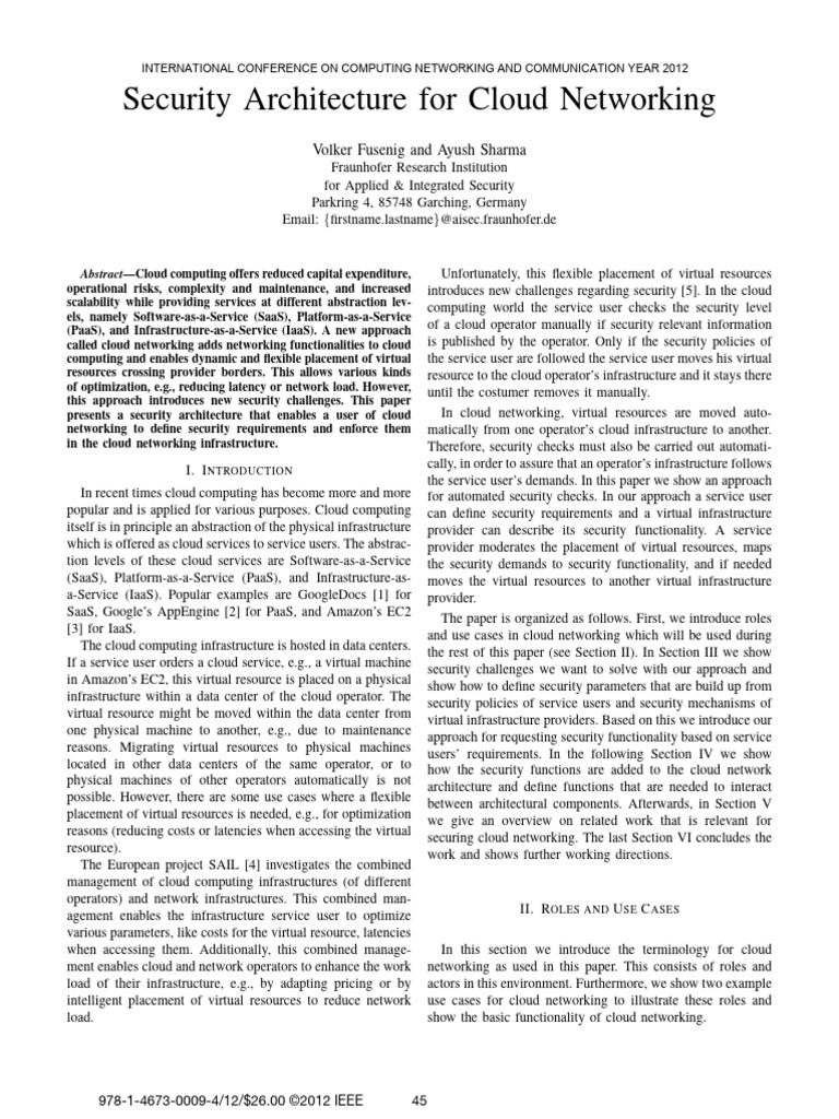 Security Architecture For Cloud Networki | PDF | Cloud Computing ...