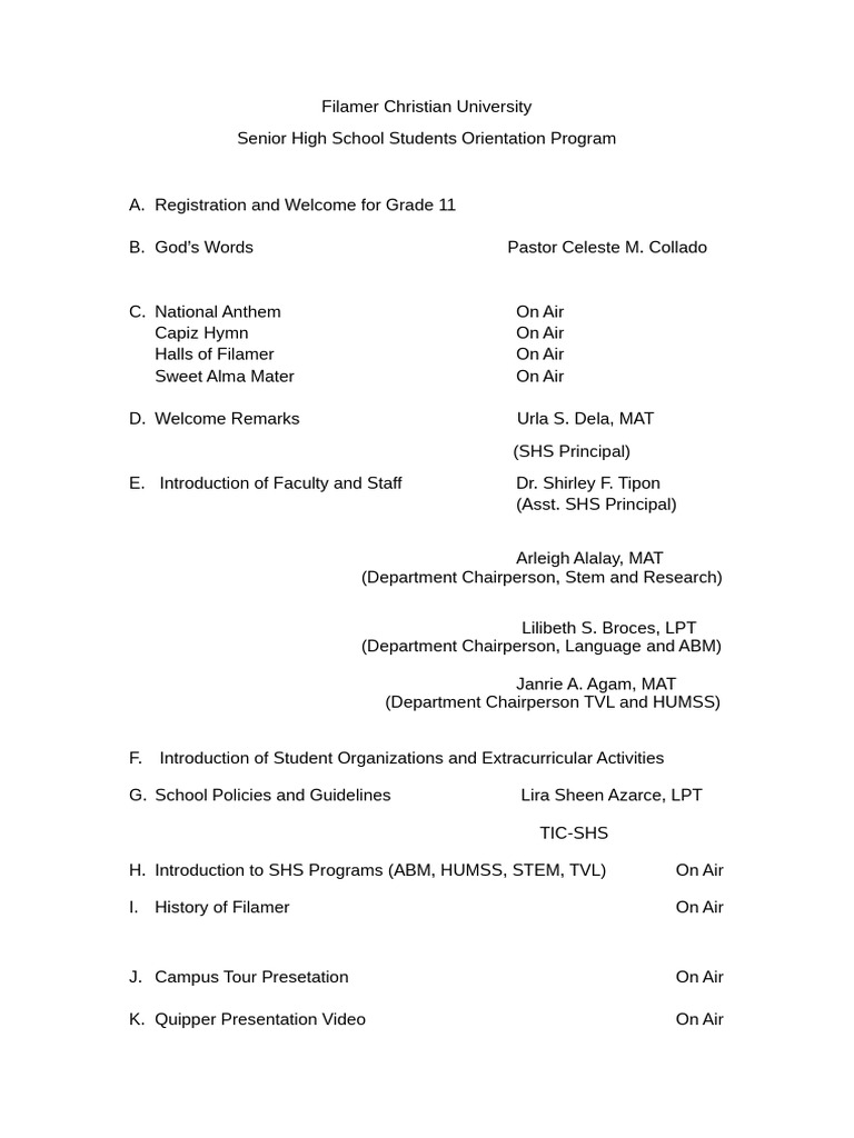 Program Students Orientation | PDF