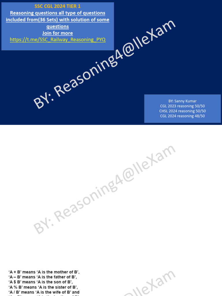 CGL 2024 PYQ Reasoning Questions All Pattern Included | PDF | Linguistics