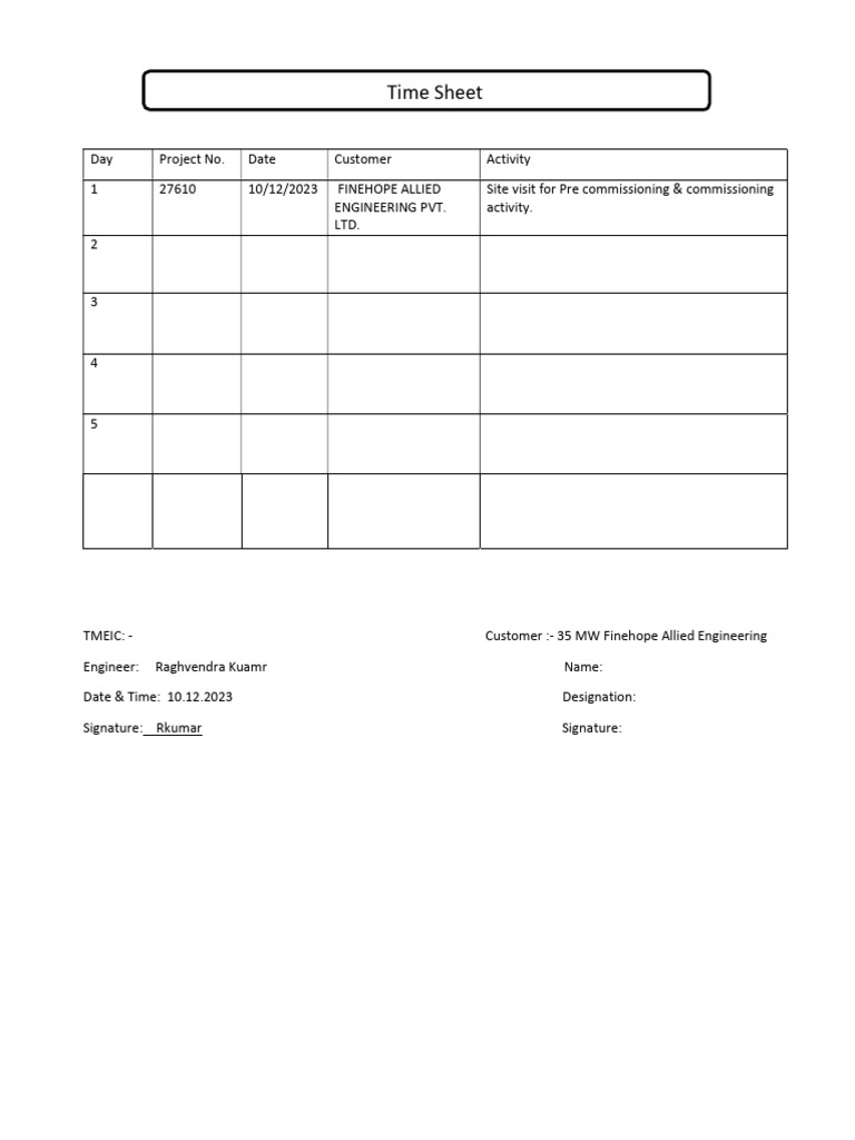 Time Sheet | PDF