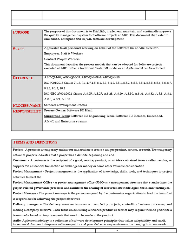Software Process Document | PDF | Agile Software Development | Project ...