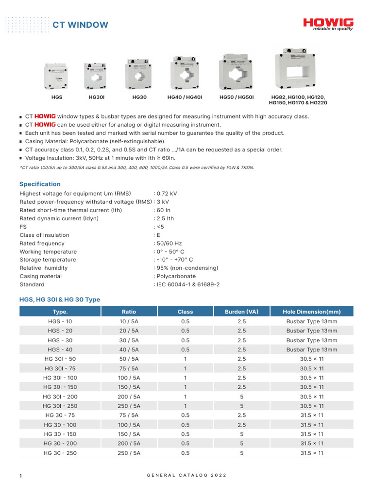 Catalog Howig 2022 (Current Transformers) | PDF | Electrical Equipment ...