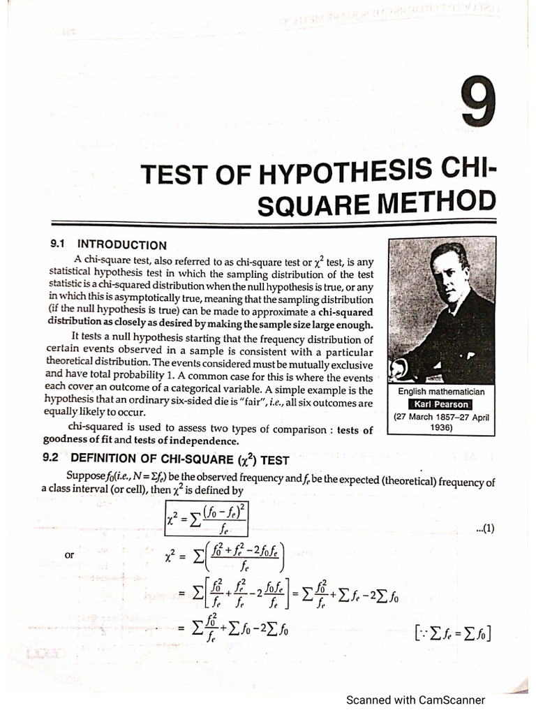 Test of Hypothesis Chi-Square Method | PDF