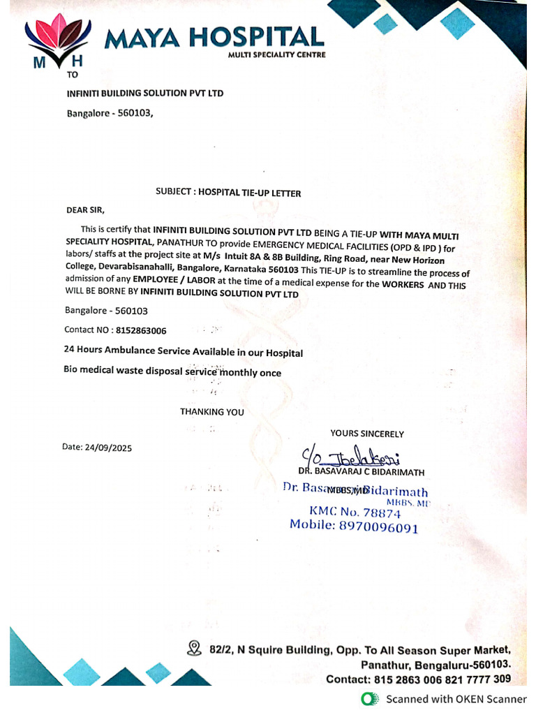 Hospital Tie-Up Letter | PDF