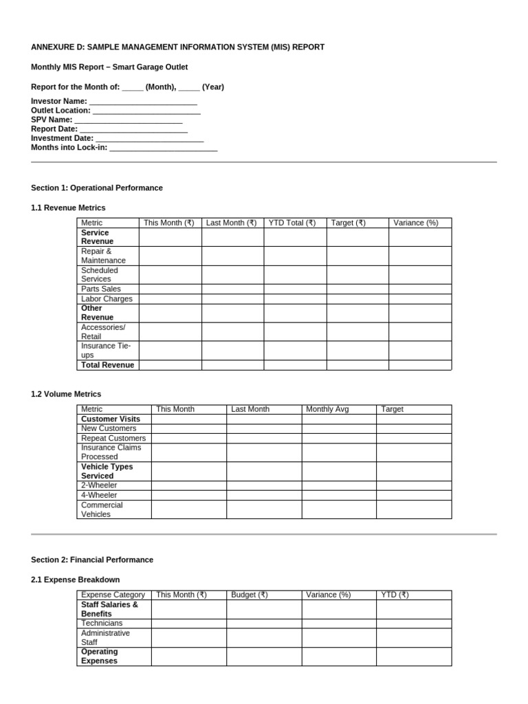 Annexure D - Sample Management Information System (Mis) Report | PDF ...