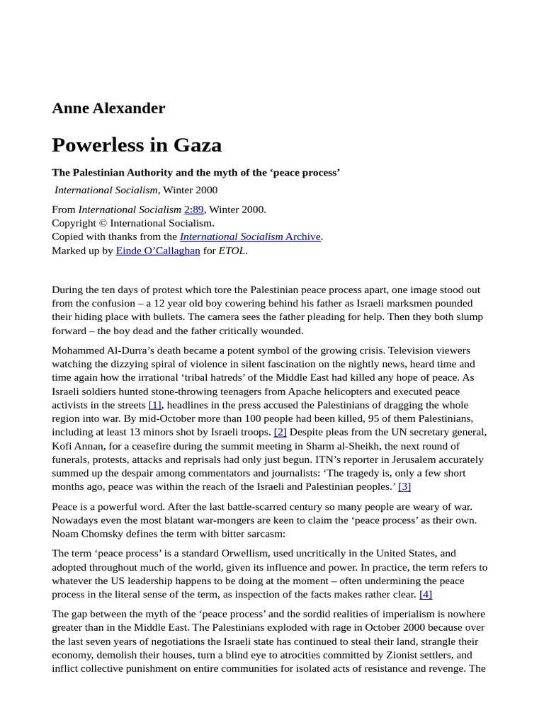 Anne Alexander PowerlessInGaza2000 | PDF | Palestine Liberation ...