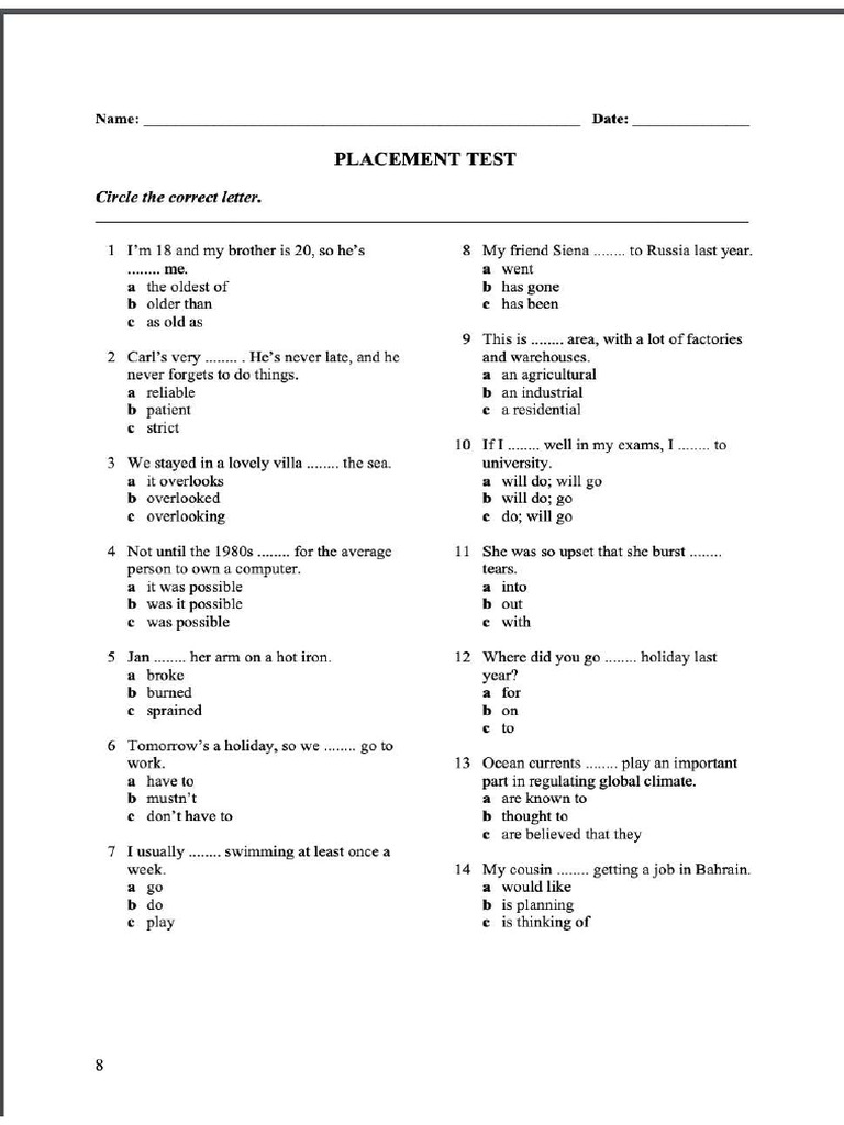 Placement Test | PDF