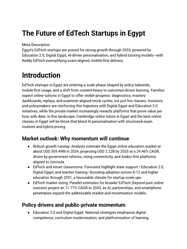 The Future of EdTech Startups in Egypt | PDF | Educational Technology ...