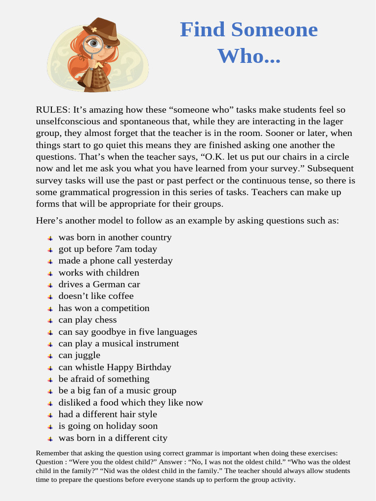 Find Someone Who - Adults | PDF