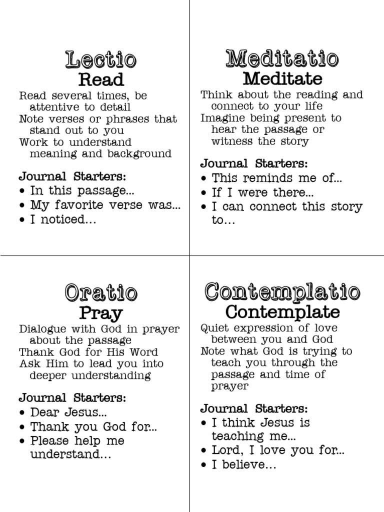 Lectio Divina Prayer Starters Cards | PDF