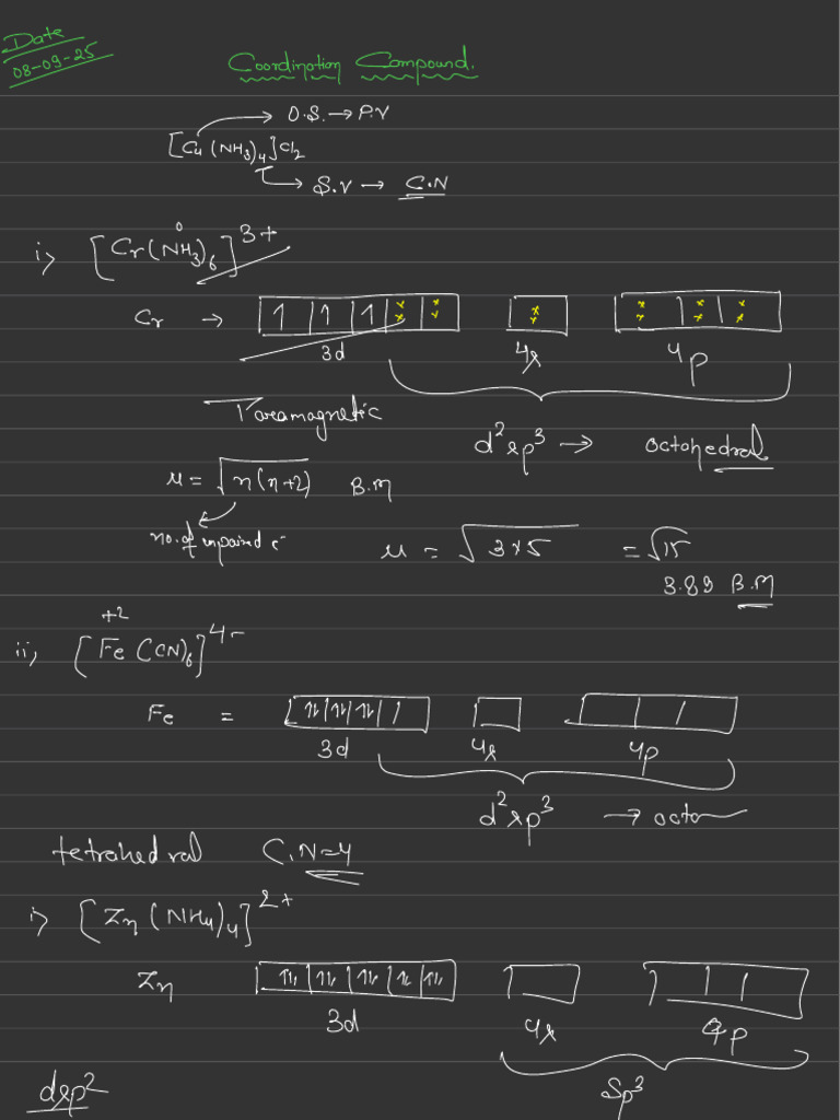 SSJ NEET 2026 Chem - Coordination Compound (08!9!25) Vashi | PDF ...