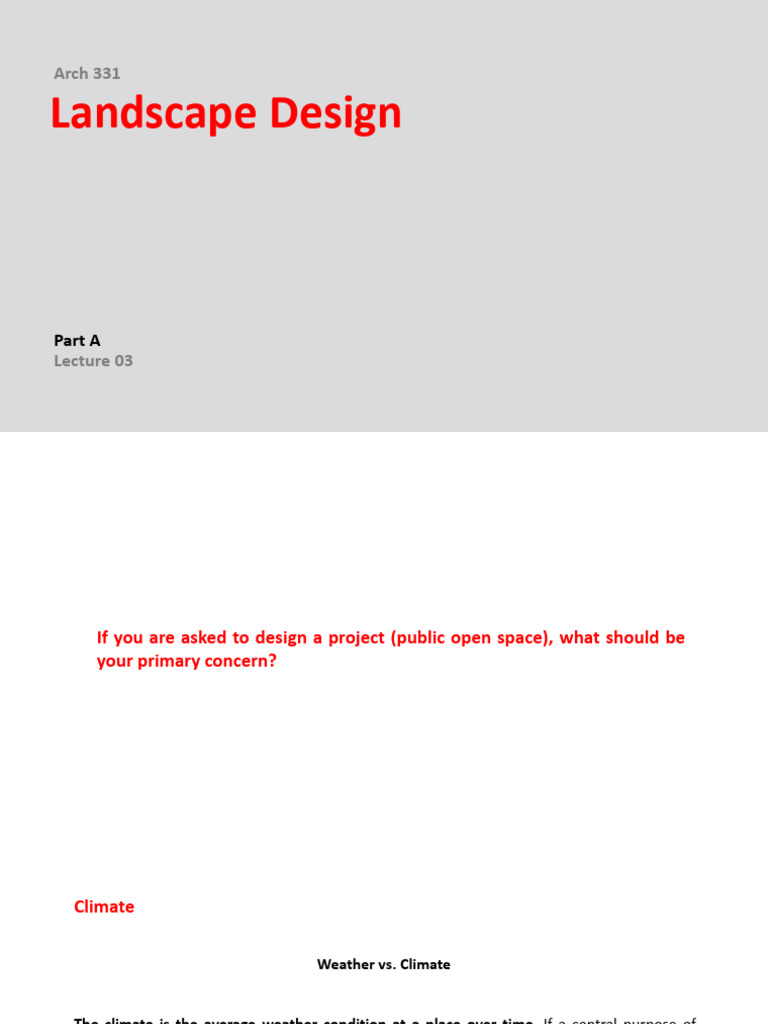 Landscape Architecture-Landscape Design Principles | PDF | Climate ...