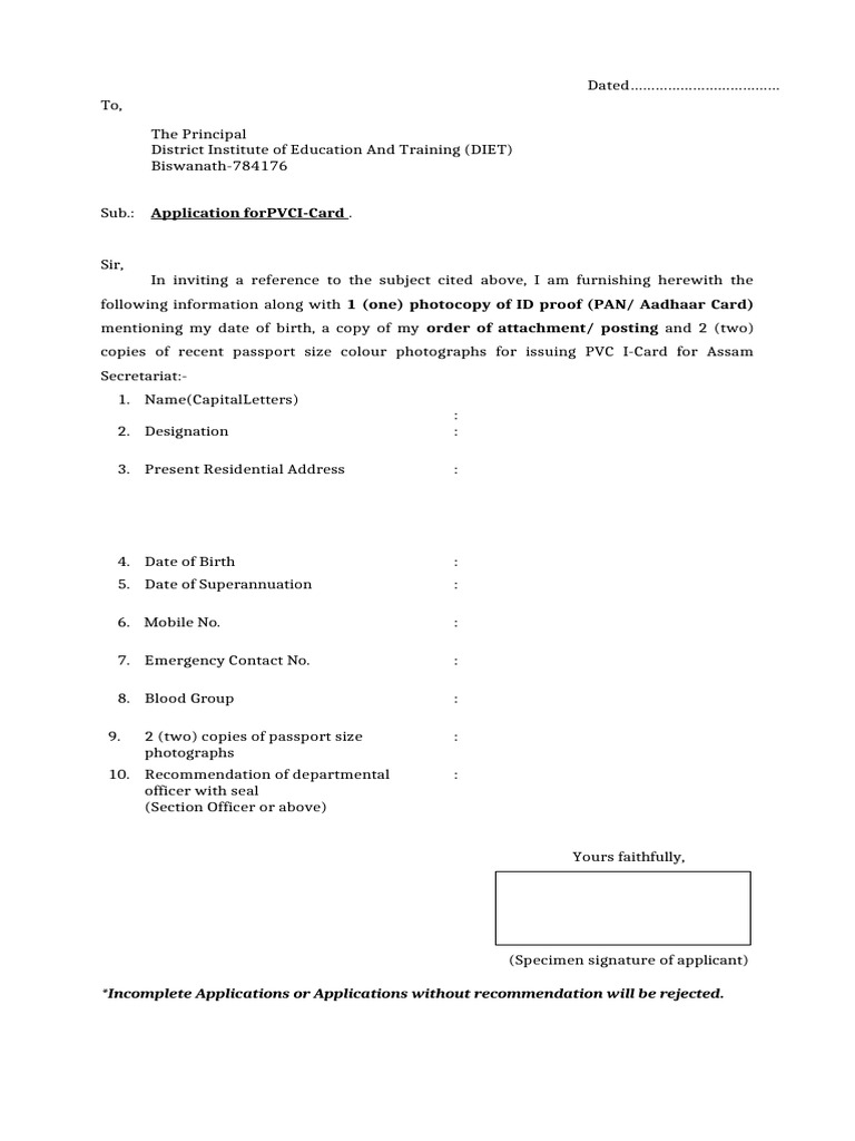 PVC ID Card Format 2023 | PDF