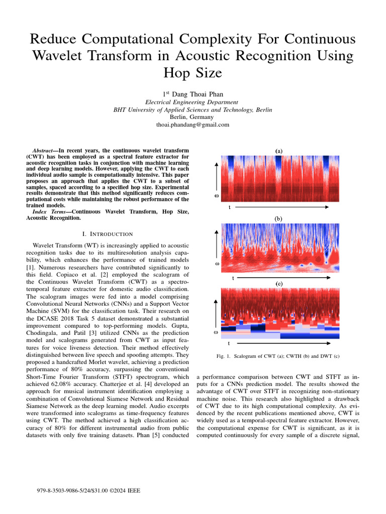 Reduce Computational Complexity For Continuous Wavelet Transform in ...