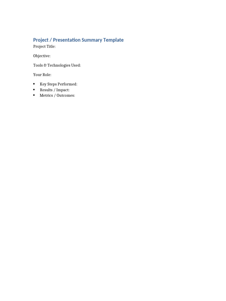 01 Project Presentation Summary | PDF