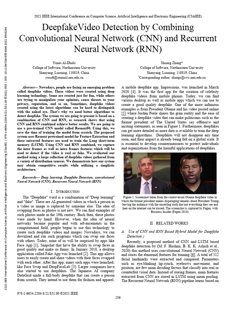 Deepfake Video Detection by Combining Convolutional Neural Network CNN ...