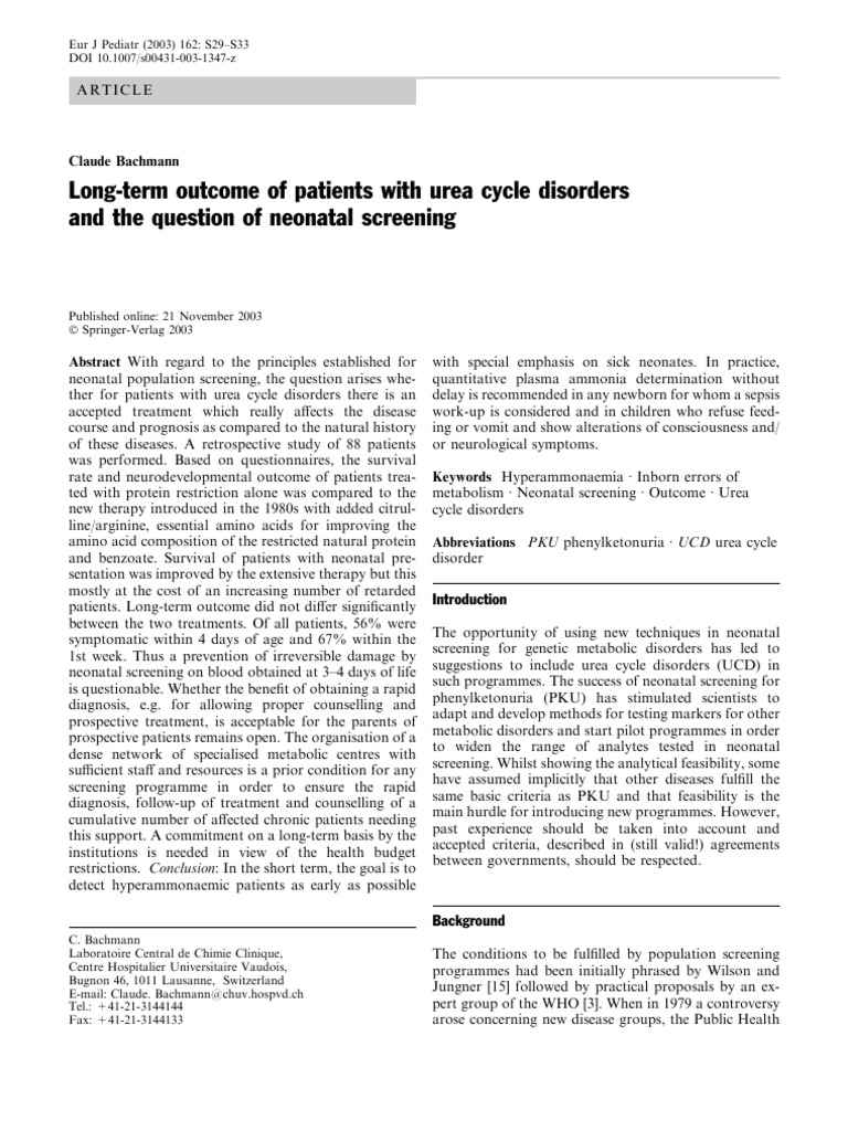 Long-Term Outcome of Patients With Urea Cycle Disorders and The ...