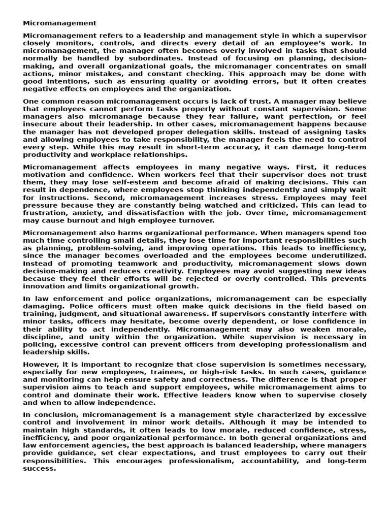 Micro Management | PDF | Social Psychology | Psychology