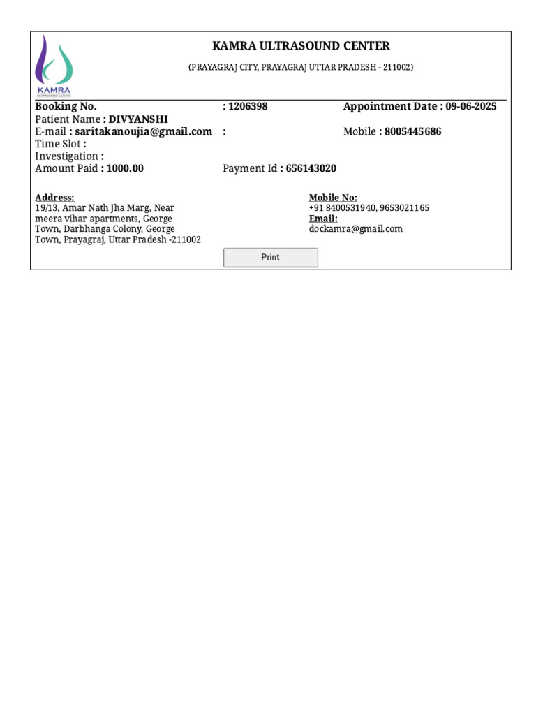 Print Appointment | PDF