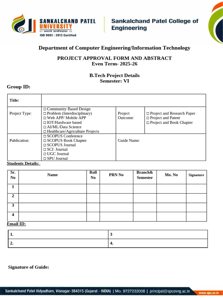 Project Approval Form and Abstract | PDF | Computing